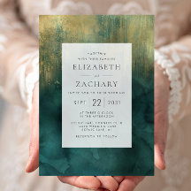 Casamento com Aquarela Azul-turquesa e Dourado Ele