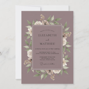 Convite Casamento com Aquarela Botânica de Tons Suaves de
