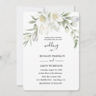 Convite casamento com aquarela branca