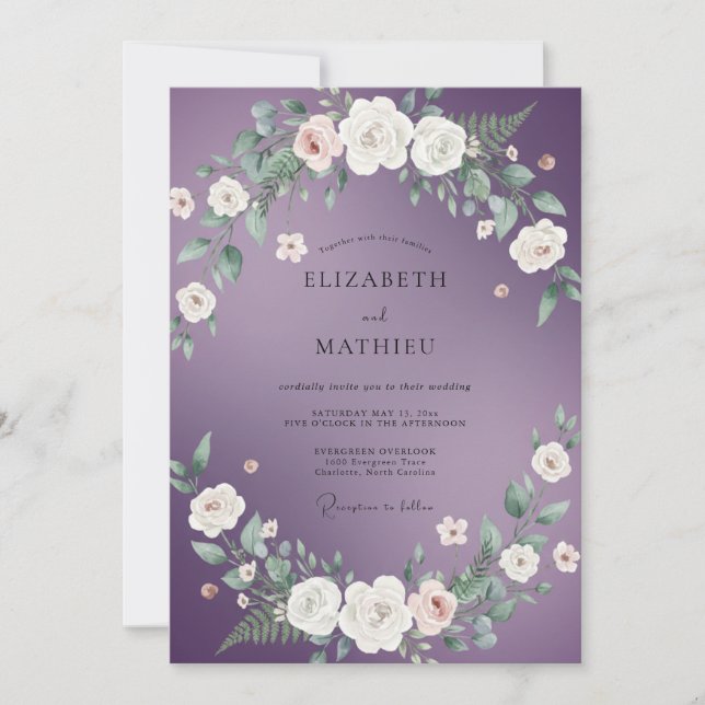 Convite Casamento com Aquarela Branca e Ámbar (Frente)