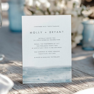 Convite Casamento com Aquarela Costeira de Baixa Costura