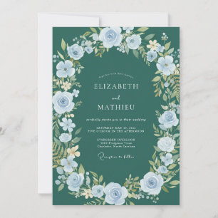 Convite Casamento com Aquarela de Água Azul-Esverdeada Pro