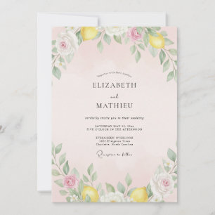 Convite Casamento com Aquarela de Citrino Pastel