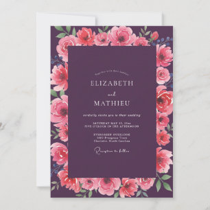 Convite Casamento com Aquarela de Coral Silenciado de Amei