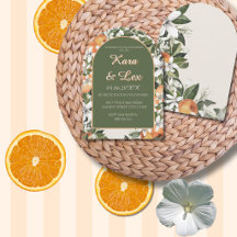 Casamento com Aquarela de Laranja e Folhagens de F