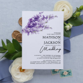Convite Casamento com Aquarela de Lavanda Elegante