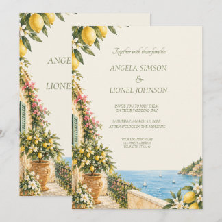 Convite Casamento com Aquarela de Limão da Costa Amalfitan