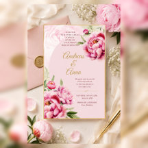 Casamento com Aquarela de Peônia Rosa Blush