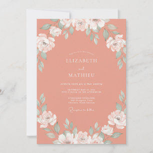 Convite Casamento com Aquarela de Terracota Quente