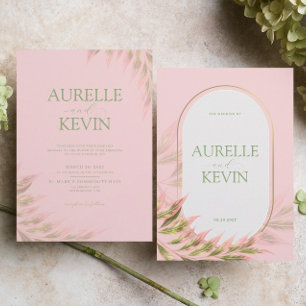 Convite Casamento com Aquarela de Verão Floral Rosa Elegan