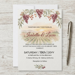 Convite Casamento com Aquarela do Vinhedo do Vale de Napa