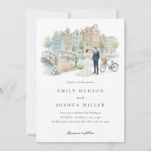 Convite Casamento com Aquarela em Amsterdã