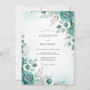 Convite Casamento com Aquarela Esmeralda Graciosa