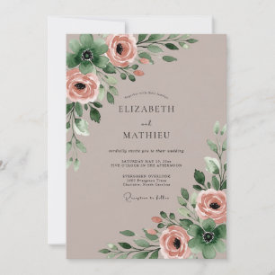 Convite Casamento com Aquarela Exquisita Bege