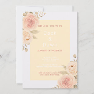 Convite Casamento com Aquarela Floral Amarela e Laranja