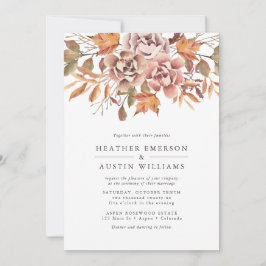 Convite Casamento com Aquarela Floral de Outono