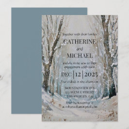 Convite Casamento com Aquarela Floresta de Inverno Poeiren