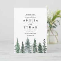 Casamento com Aquarela Florestal de Inverno