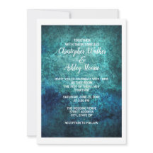 Casamento com Aquarela Grunge em Azul Turquesa e A