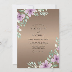 Convite Casamento com Aquarela Lilás Toupeira
