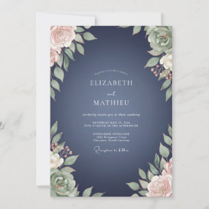Convite Casamento com Aquarela Mauve Ardósia