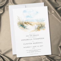 Casamento com Aquarela Moderna na Praia Costeira