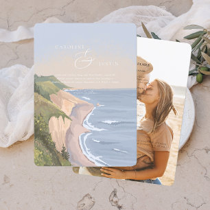 Convite Casamento com aquarela na costa da Califórnia