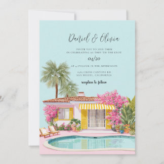 Convite Casamento com Aquarela na Praia de Miami