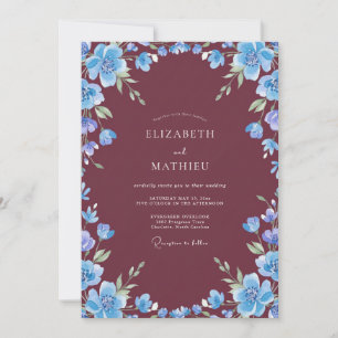 Convite Casamento com Aquarela Ousada em Borgonha