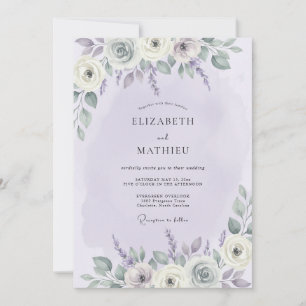 Convite Casamento com Aquarela Poética de Lavanda