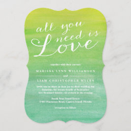 Convite Casamento com Aquarela Pura e Amor / Emerald Limão