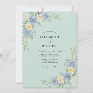 Convite Casamento com Aquarela Refinada em Verde Salvia