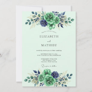 Convite Casamento com Aquarela Refined Verde Menta