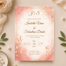 Casamento com Aquarela Rosa Elegante