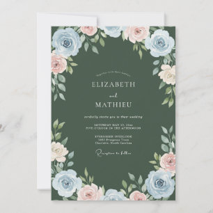 Convite Casamento com Aquarela Rosa Empoeirada