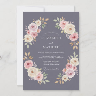 Convite Casamento com Aquarela Rosa Poeira