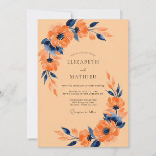 Convite Casamento com Aquarela Vibrante de Damasco