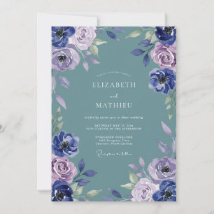 Convite Casamento com Aquarela Violeta Ardósia