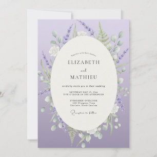 Convite Casamento com Aquarela Violeta Luxo