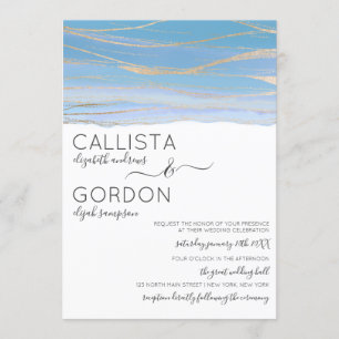 Convite Casamento com Aquarelas Vermelhas do Céu Dourado E