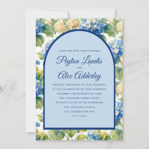 Convite Casamento com Arca Floral de Hydrangeas Azul