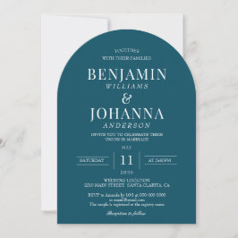 Convite Casamento com Arca Teal Elegante