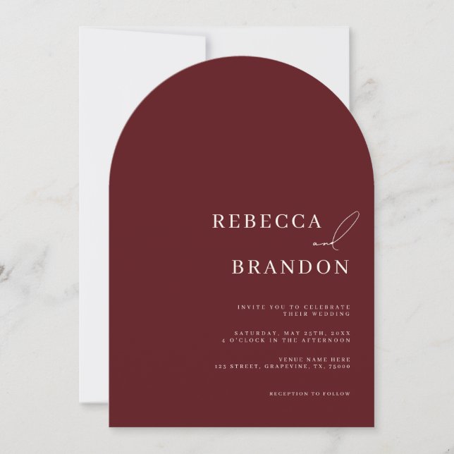 Convite Casamento com Arco Borgonha (Frente)