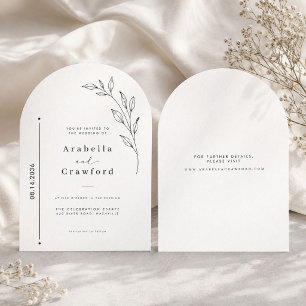 Convite Casamento com Arco Botânico Minimalista