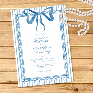 Convite Casamento com Arco de Aquarela Azul Caprichoso e L