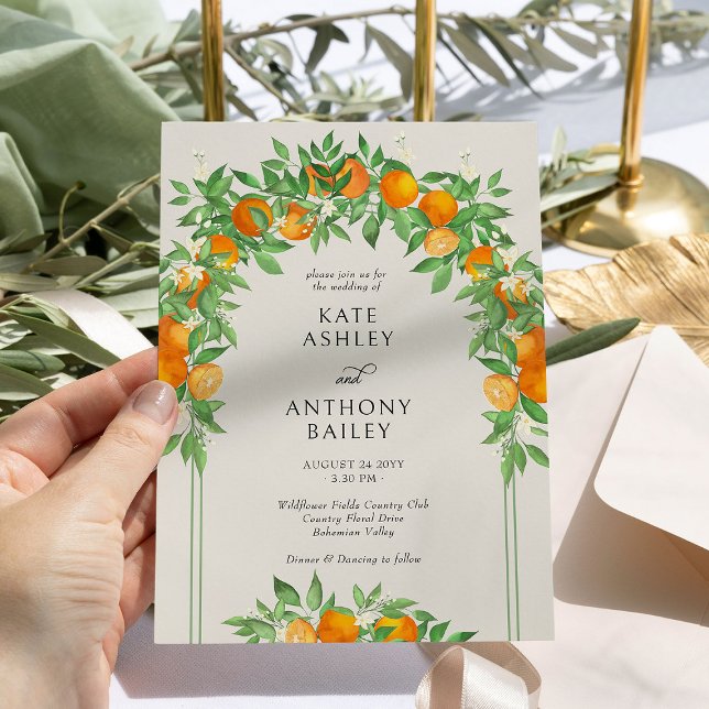 Convite Casamento com arco de flor laranja (Wedding Invitation with arch pergola from the Orange Blossom Wedding Collection by Darling & May)