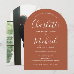 Convite Casamento com Arco de Foto do Script da Assinatura