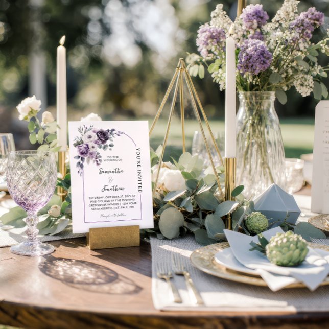 Convite Casamento com Arco de Lavanda e Roxo |  (Criador carregado)
