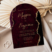 Casamento com Arco de Script Agate Dourado Moderno