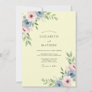 Convite Casamento com Arco Floral Amarelo Pálido